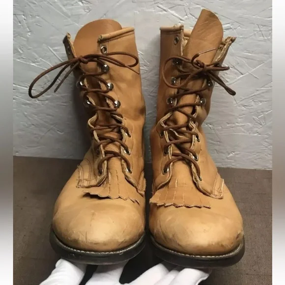 Unbranded Men's Packer Logger Boots Tan Brown Leather Size 10.5D - Picture 5 of 15